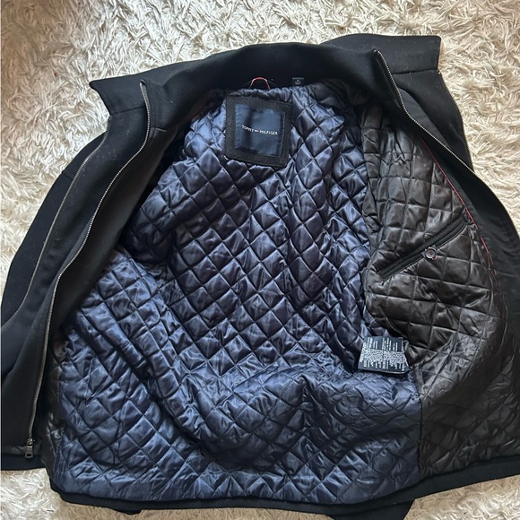NWT Tommy Hilfiger Wool-Blend Zip-Up Coat, Sz M, Black - Picture 5 of 8